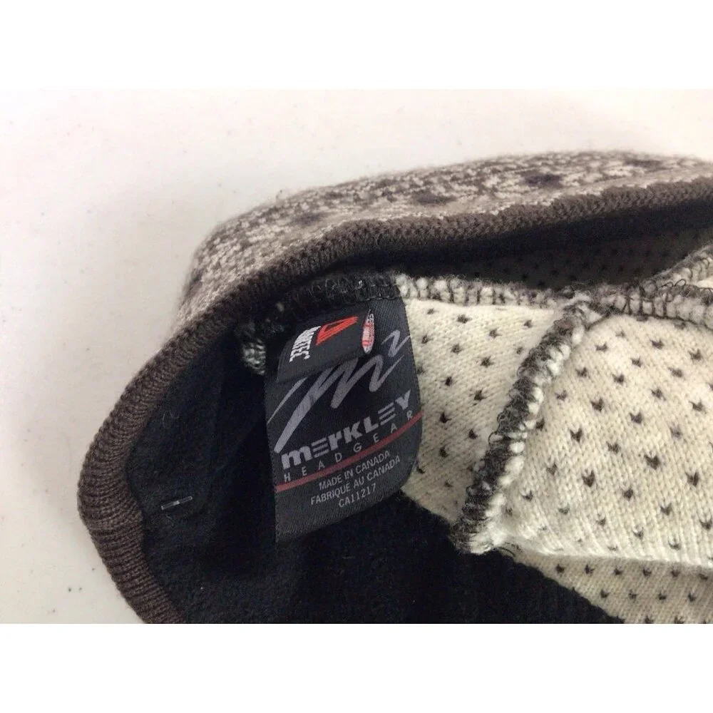 Merkley Brown Wool Hat Fair Isle Beanie Womens One Size